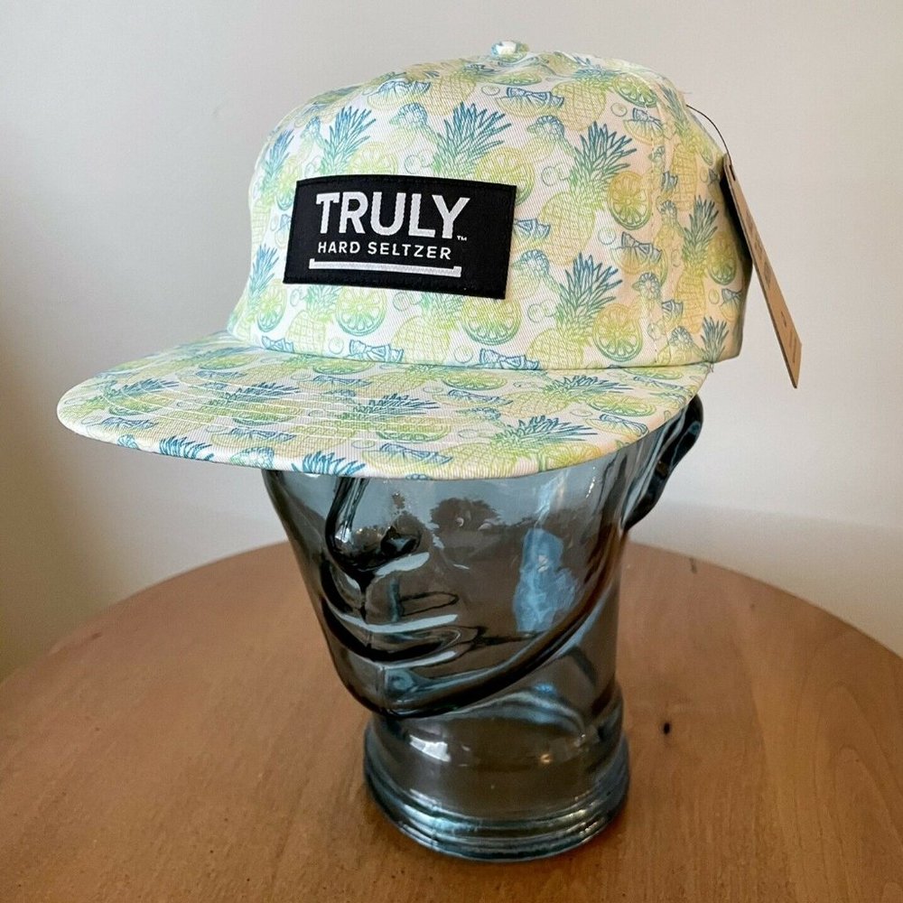 Truly Hard Seltzer Snapback Hat - Pineapples & Limes - Green & Blue - Brist MFG
